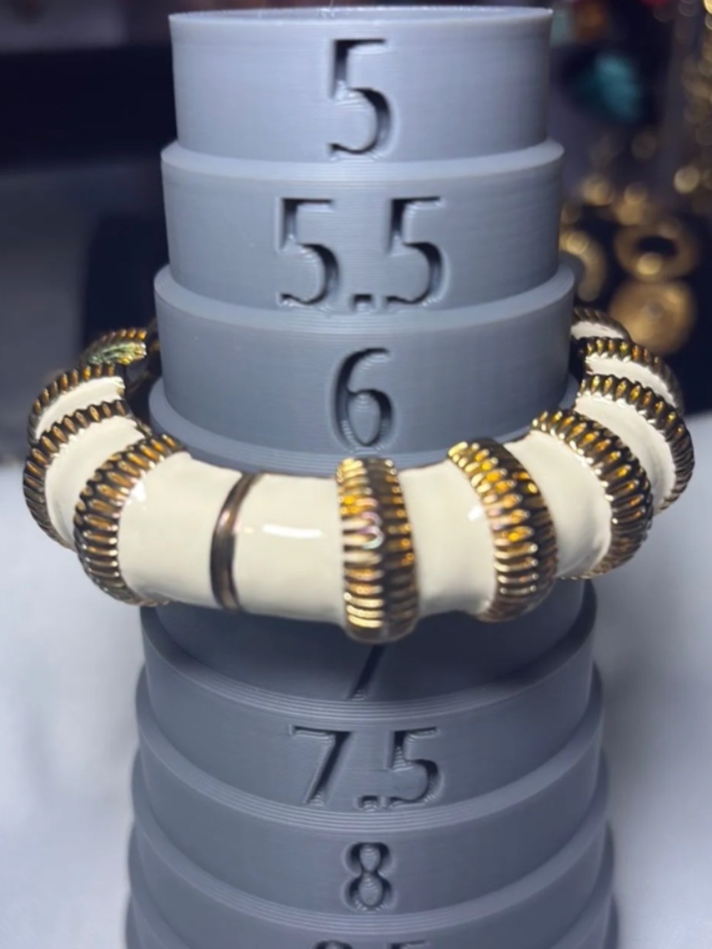 Heavy white and gold bangle
